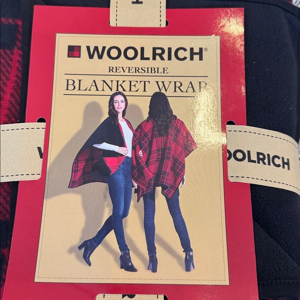 Woolrich Red and Black Checkered Blanket Wrap reversible new with tags‎